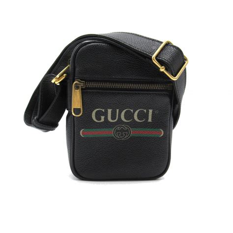 gucci 574803|GUCCI vintage logo shoulder bag Black leather 574803.